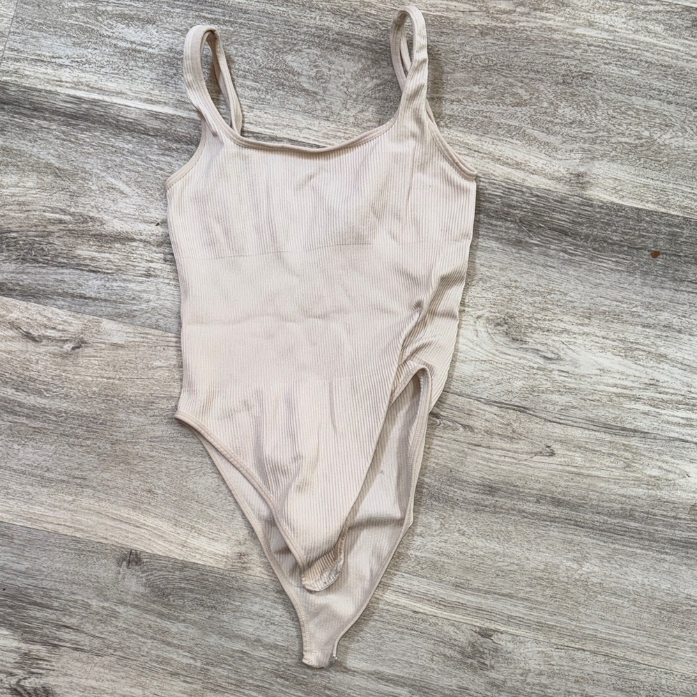 SHEIN Woman’s Cream One Piece body suit